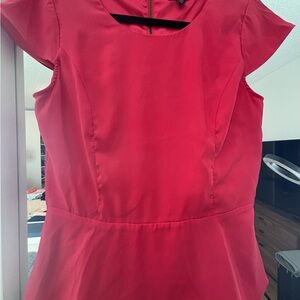 Express Vibrant Pink Cap Sleeve Peplum Top